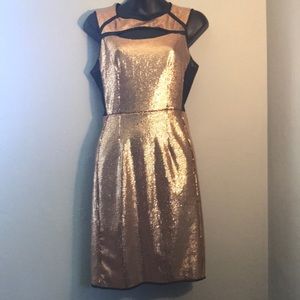 Stunning BCBGmaxazria gold sequined mini dress